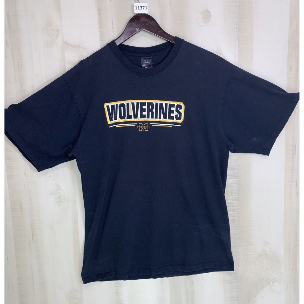 Vintage Y2K Michigan Wolverines Graphic Blue T Shirt Made In Russia Adult XL-